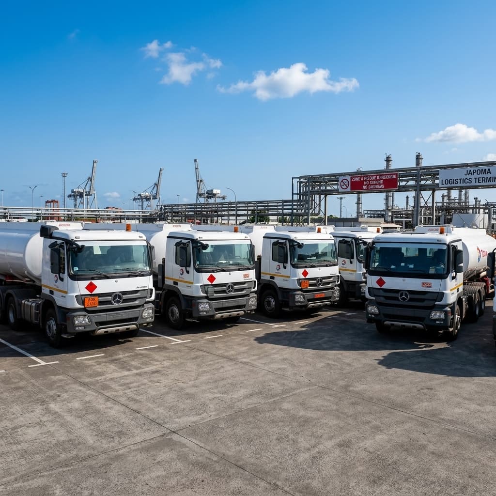Camions-citernes alignés